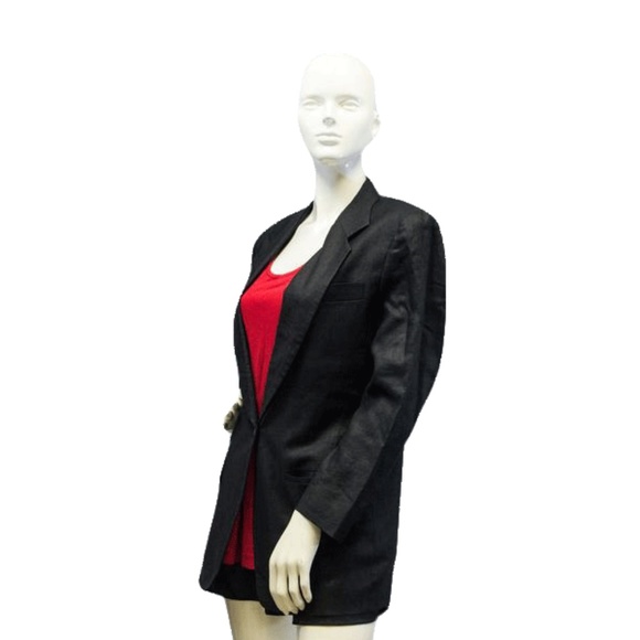 DKNY Black Linen Blazer Size 2 (SKU 000086) - Picture 3 of 4